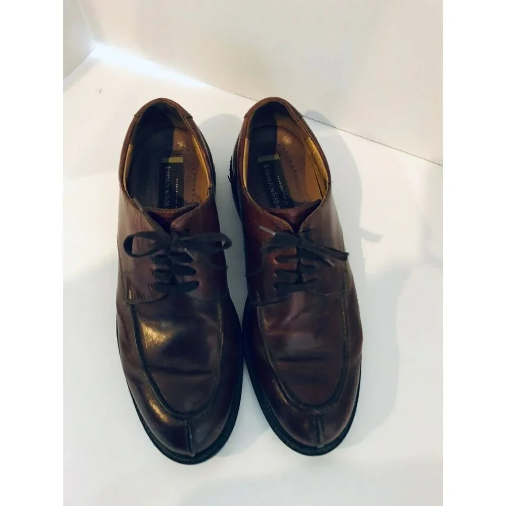 Johnston & Murphy Mens Size 10.5 Shoes Oxford Brown Lace Up Leather Italy